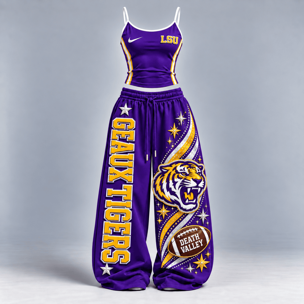 Premium LSUT Sports-Inspired Cami & Wide-Leg Pants Set BMD